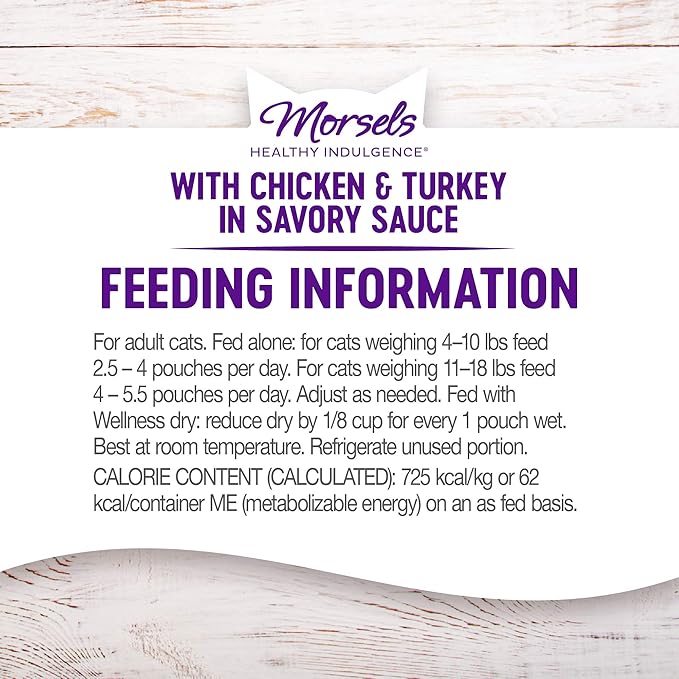 Wellness Natural Pet Food Healthy Indulgence Grain Free Wet Cat Food, Morsels Chicken and Turkey, 3 Ounce (Pack of 24)