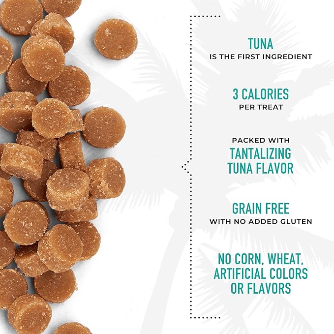 Tiki Cat Soft & Chewy Treats, Tuna Flavor, 3 Calories Per Treat with Grain-Free and No Added Gluten, 6 oz Pouch (Pack of 2)