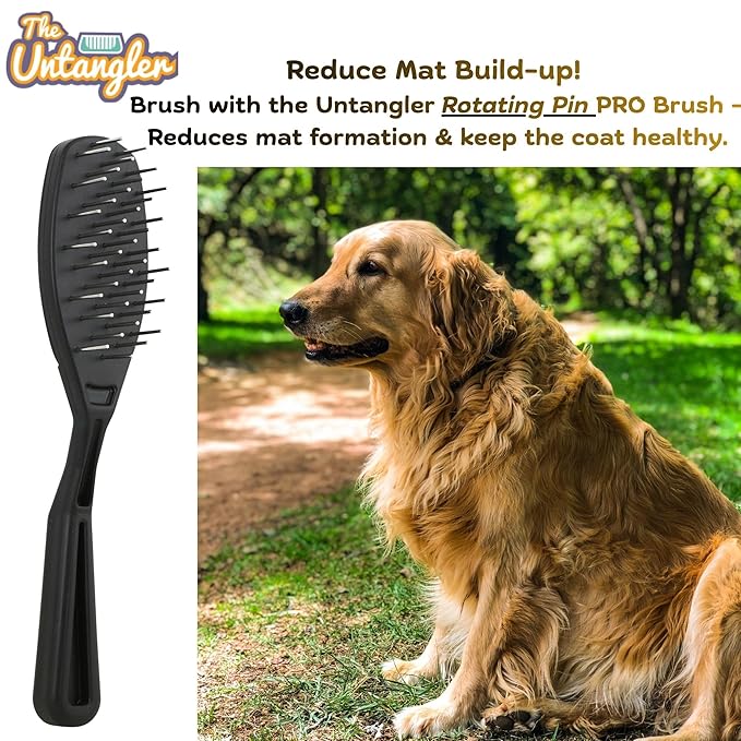 Pet comb for easy mat removal - silky smooth rotating teeth untangles without causing pain to pets. (7" Ocean Blue)