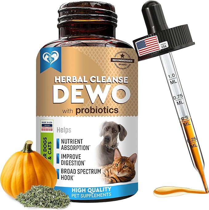 Natural Intestinal Defense for Dogs & Cats – Herbal Cleanse with Black Walnut & Probiotic – Promotes Healthy Gut & Flora Balance – Advanced Broad Spectrum Formula – Made in USA
