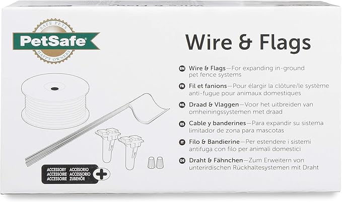 PetSafe Extra In-Ground Fence Boundary Wire & Training Flags - Easy-to-Install In-Ground Fence Replacement & Expansion - Includes Splice Kit, 500 ft Pre-Twisted Wire & 50 Visual Aid Training Flags