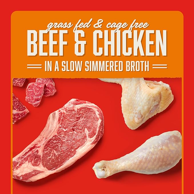 Stella & Chewy's Grass Fed Beef & Chicken Shredrs - Premium Dog Food Pouches - Perfect For Picky Eaters- 24 Pack, 2.8oz Each