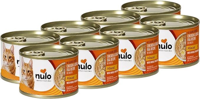 Nulo Minced with Whole Proteins Wet Canned Cat Food, Chicken with Whole Quail Egg in Broth, 6.0 Ounce, 8 Cans