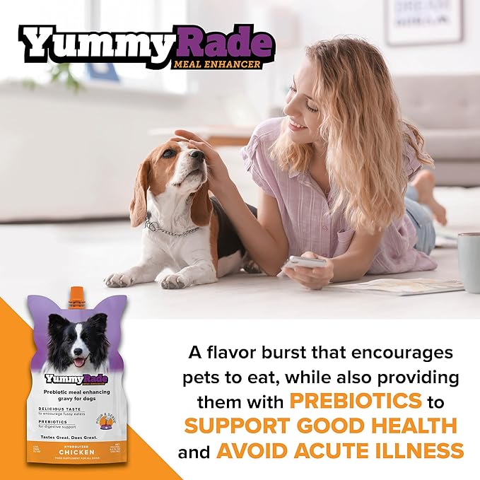 YummyRade – Pet Meal Topper for Dry Dog Food | Healthier Gravy Meal Enhancer & Tasty Low Calorie | Grain Free, Chicken Flavored | Flavor-Boosting Gravy Topper Pets Love! | (250ml x 10)