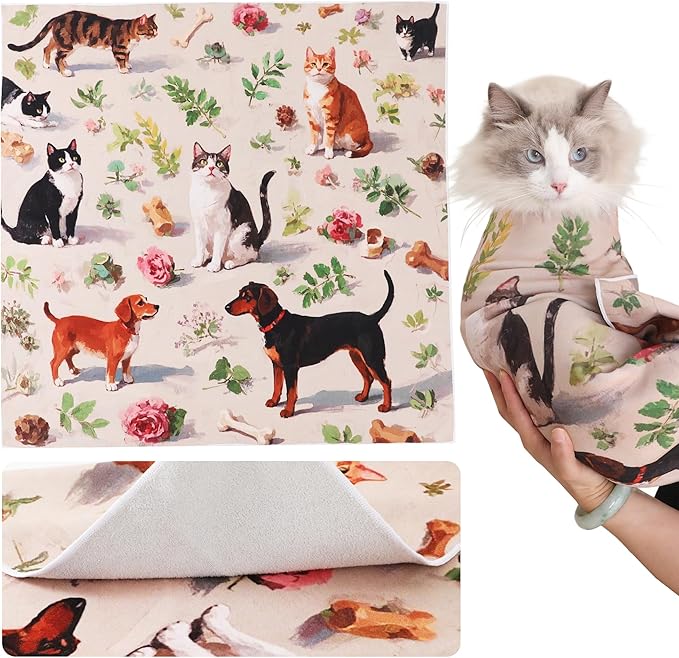 Purrfect Peace Cat Swaddle Wrap – 27.6" Professional Calming Restraint Bag for Grooming, Nail Trimming & Medicine - Adjustable Cat Restraint for Grooming, Nail Clipping & Vet Visits