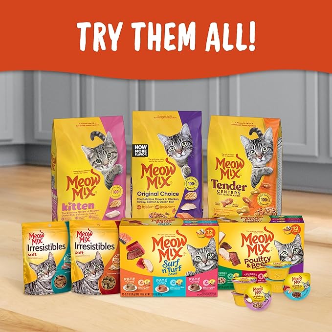 Meow Mix Tenders in Sauce Wet Cat Food, Poultry & Beef Variety Pack, 2.75 Ounce Cup (Pack of 24)