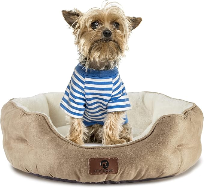 Asvin Medium Dog Bed for Medium Dogs, Large Cat Beds for Indoor Cats, Pet Bed for Puppy and Kitty, Extra Soft & Machine Washable with Anti-Slip & Water-Resistant Oxford Bottom, Light Brown, 25 inches