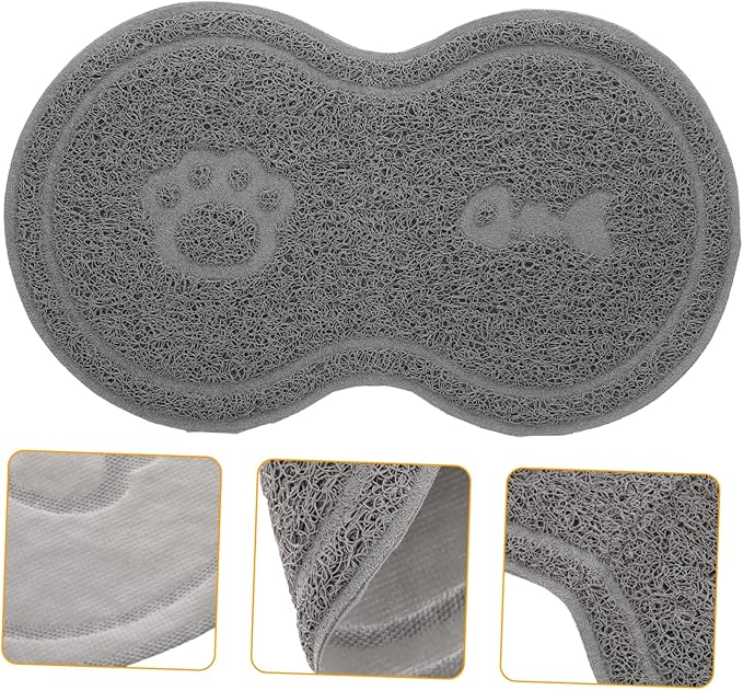 Cat Litter Box Mat PVC Cat Bowl Mat: Nonslip Waterproof for Litter Box That Ches - for Under Pet Food Bowl, 17.7 x 10.2 x 0.2 inch