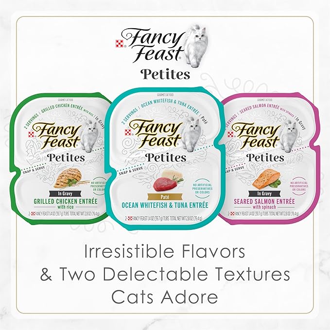 Fancy Feast Purina Petites with Roasted Turkey Entrée with Sweet Potato in Gravy Gourmet Wet Cat Food - 2.8 oz. Tubs,(Pack of 24)