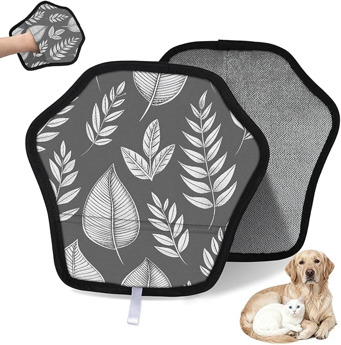 Reusable Pet Hair Removal Glove Leaf Plant Magic Brush for Cat & Dog Hair Remover for Car, Sofa, Bedding, Clothes - 9x9 Mitt Washable