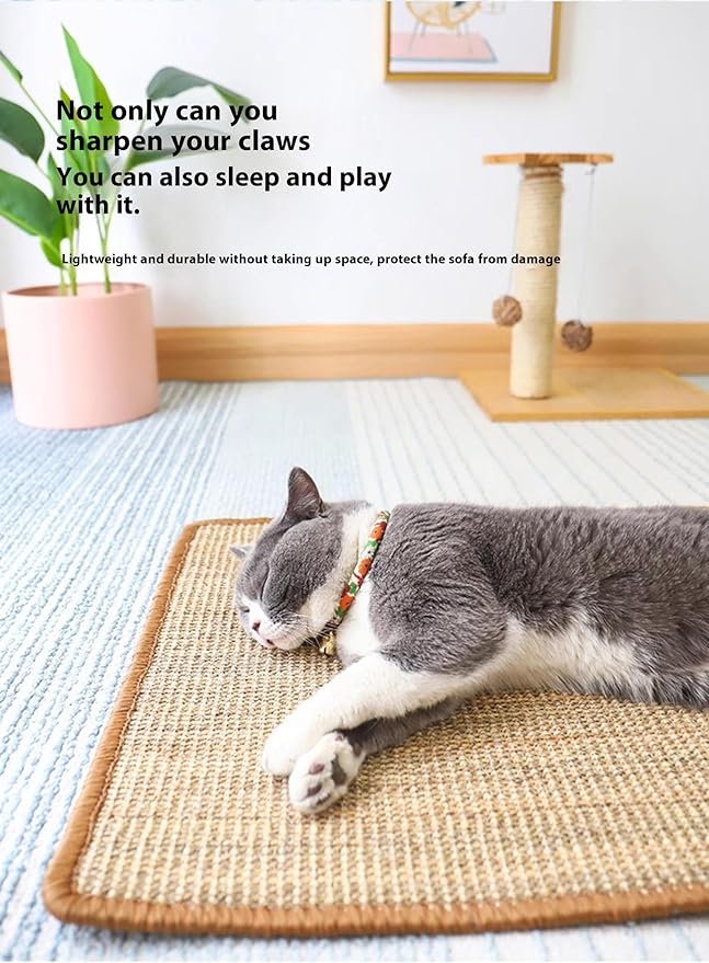Interactive Cat Scratching Toy - Natural Sisal Activity Mat for Kittens, Engaging Claw Exercise Play Pad, Entertaining Scratch Training Board for Indoor Cats