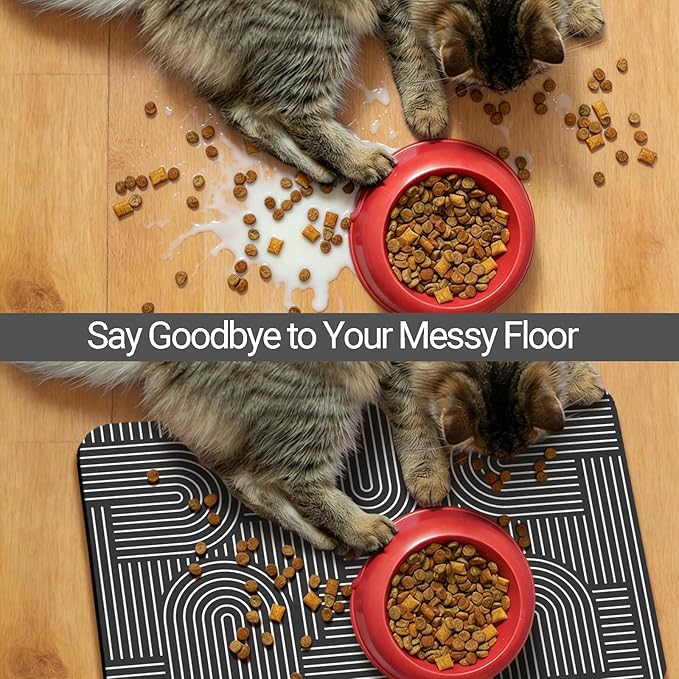 Dog Food Mat, Absorbent Waterproof Non-Slip Pet Cat Bowl Feeding Mat for Food & Water Pet Supplies 12 * 20"