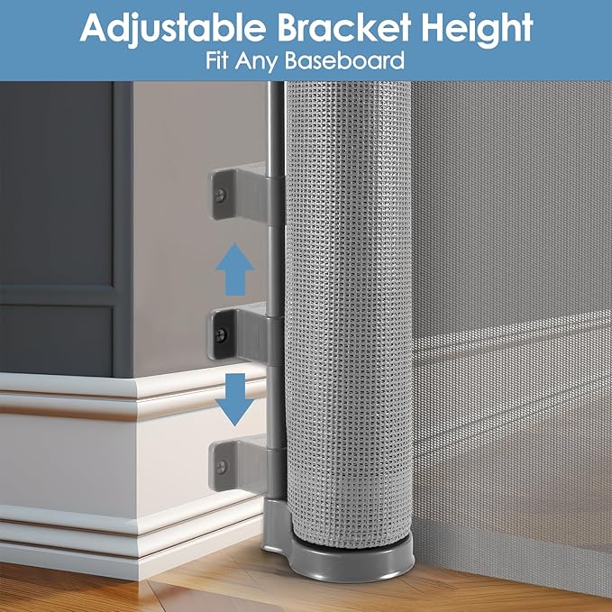 Reinforced 100” Wide Retractable Baby Gates with Support Rods, Upgrade Extra Long Dog Gate for Doorways, Reinforced Retractable Pet Gate to Prevent Crawling Through, Mesh Gate for Kids and Pets (Gray)