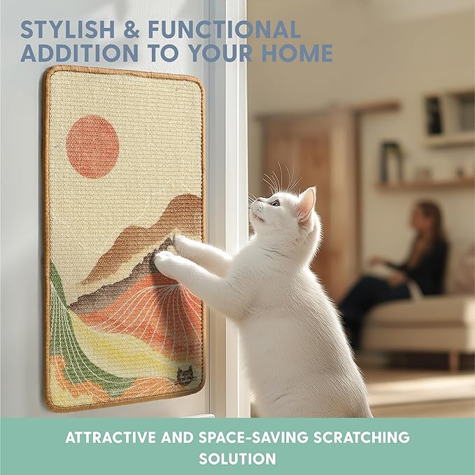 The Cat Ladies Scratching Poster - Wall Scratcher Pads - Scratch Mat Art Print for Indoor Cats - Furniture, Couch, and Carpet Protector - Wall Mounted or Floor Sisal Scratchers (Mountain)