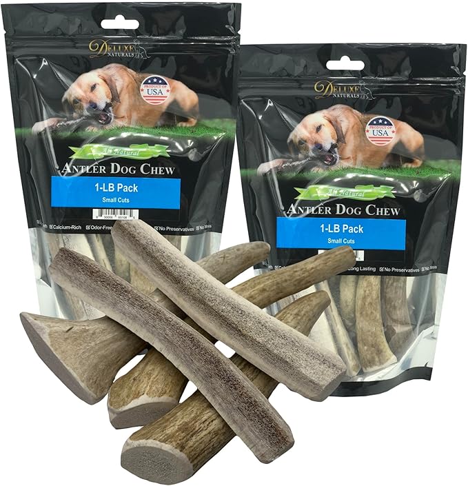 2 x 1-LB Small Mixed Whole & Split Elk Antler Dog Chews for Toy to Small Dogs Under 20 lbs (5-7+ Inch) | Long Lasting | Teeth Cleaning | No Rawhide