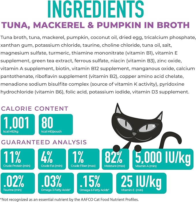 Tiki Cat Silver Mousse Wet Cat Food, Tuna, Mackerel & Pumpkin in Broth, 2.8 oz. Pouch (12 Count)