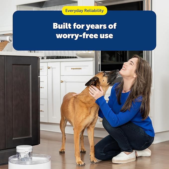 PetSafe Outlast Cat Fountain - Encourages Healthy Hydration - Pump-Free Design with HydroSpin Technology - Automatic Pet Water Bowl - Dishwasher-Safe - Long-Lasting - 128 oz