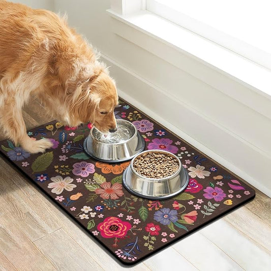 Dog Food Mats for Floors, Absorbent Dog Bowl Mat for Food and Water Dispenser, Quick Dry Cat Food Mat Pet Supplies