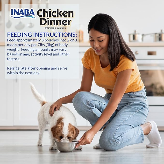 INABA Chicken Dinner for Dogs, Soft Pate Wet Dog Food, Complete & Balanced, 2.4 oz. Pouch, 15 Pouches, Cheese & Salmon Variety