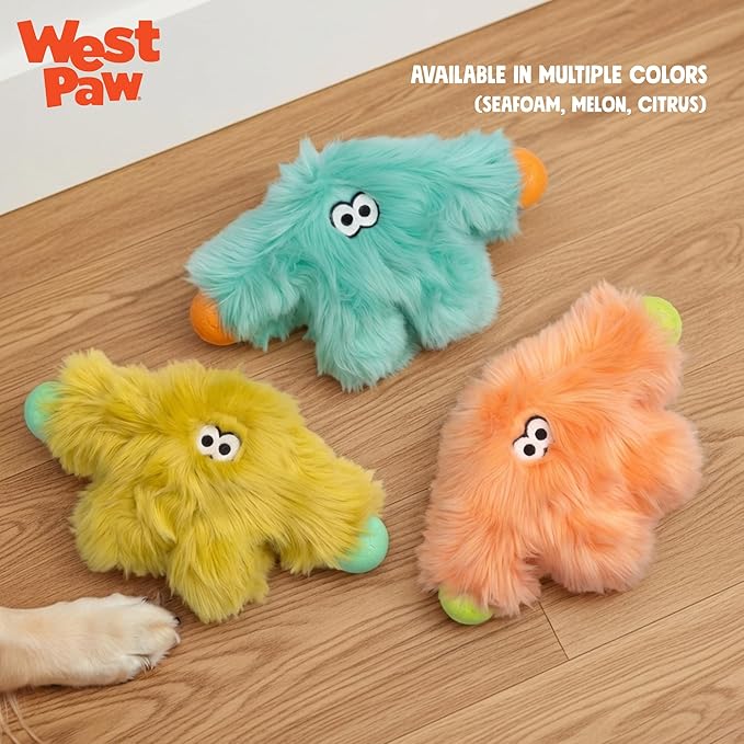 WEST PAW Rowdies Helga Durable Plush Dog Toy with Reinforced Seams Chew Resistant HardyTex Fabric and Interactive Squeaker for Safe Indoor and Outdoor Playtime Bundle for Dogs - Citrus