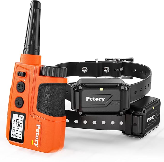 Petory Dog Training Collar with 2 Collars - 3300FT Training Collar with Remote, IPX7 Waterproof Electric Dog Collar with 4 Training Modes,Rechargeable eCollar for 15-120lbs Medium Large Dogs