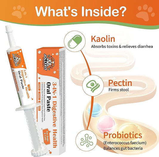 Antidiarrheal for Dogs - Kaolin Pectin Probiotic Paste for Dog, Anti-diarrheal for Cats - Puppy Probiotic Supports Firm Stool, Balances Gut pH, and Promotes Daily Digestive Health - 1 oz
