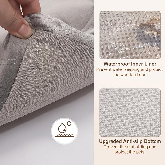 BEAUTYZOO Dog Crate Pad for Medium Dogs, Washable & Detachable Kennel Mat, Anti-Slip Soft Fluffy Puppy Bed for Crate, Cage, and Car Travel, Cozy Sleeping Mattress, 30x20 Inches, Gray