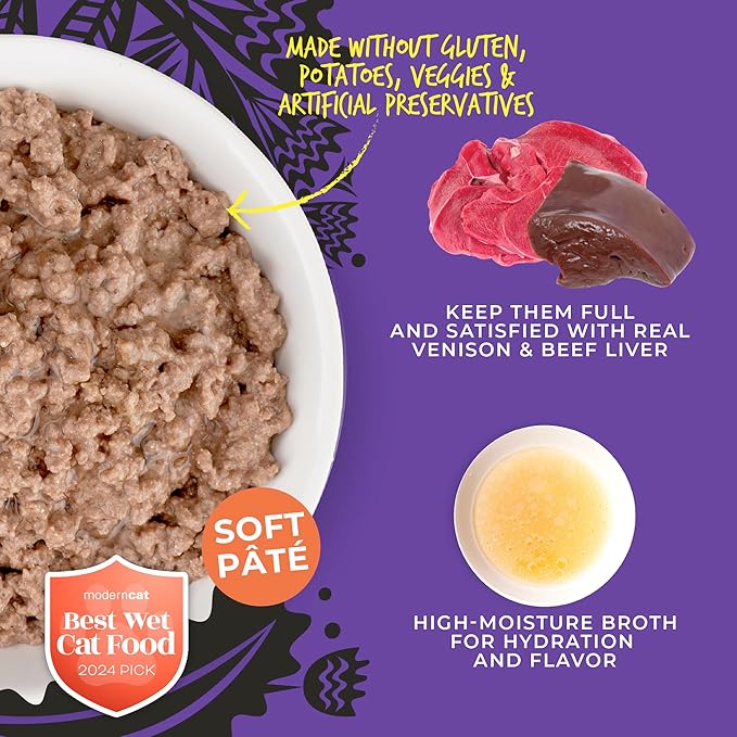 Tiki Cat After Dark Soft Pate Wet Cat Food, Venison & Beef Liver Recipe, 5.5 oz. Can (8 Count)