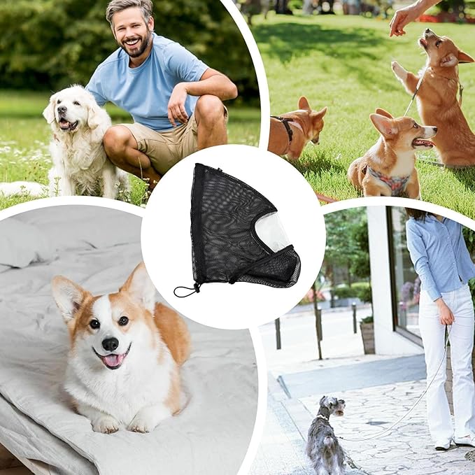Mesh Dog Muzzle,Anti-Barking Adjustable Mesh Pet Supplies,Barkless Training Dogs Mouth Muzzle | for Small Medium Large Puppy Home Travel Walking Outdoor Camping Vet Visit