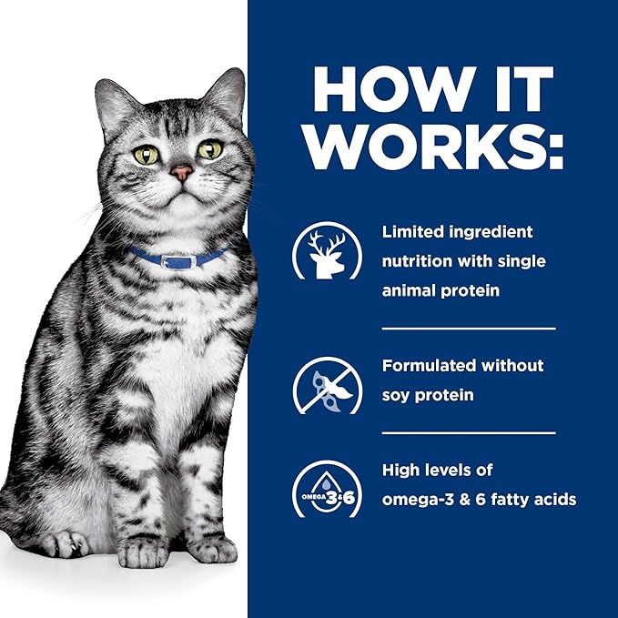Hill's Prescription Diet d/d Skin/Food Sensitivities Venison & Green Pea Formula Dry Cat Food, Veterinary Diet, 3.5 lb. Bag