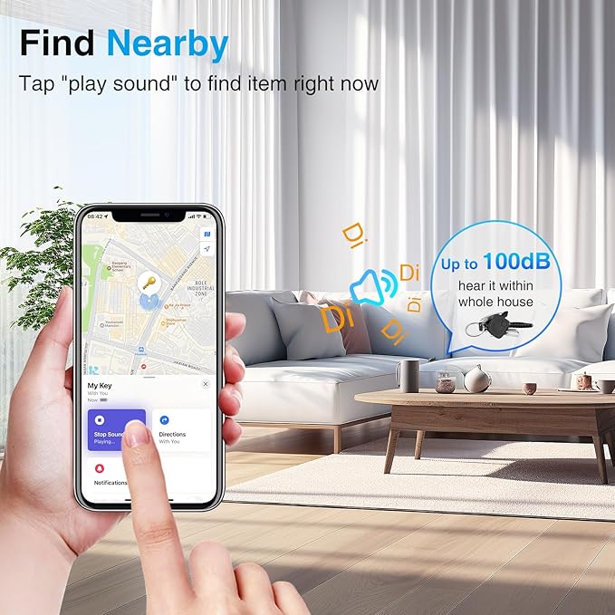 Tags-2 Pack Air Tracker, Key Finders and Item Finder Locator with Sound, Smart Tag Bluetooth Trackers Compatible with Apple Find My (iOS Only), Luggage, Key, Pet Tracker, Lightweight, Black