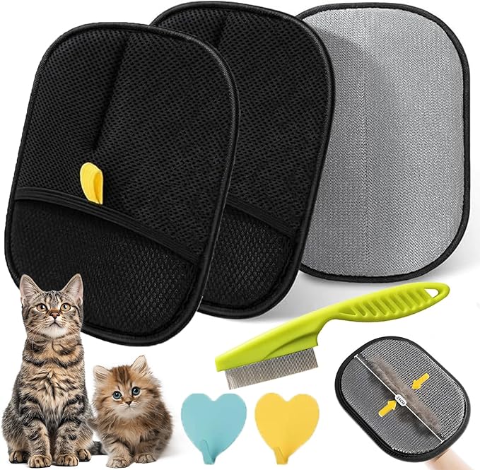 Upgraded Electrostatic Gloves Pet Hair, Electrostatic Hair Removal Glove, Static Hair Removal Glove for Dogs and Cats, Reusable Cat & Dog Hair Remover for Couch, Furniture, Carpet, Car Seat (2PCS,B)