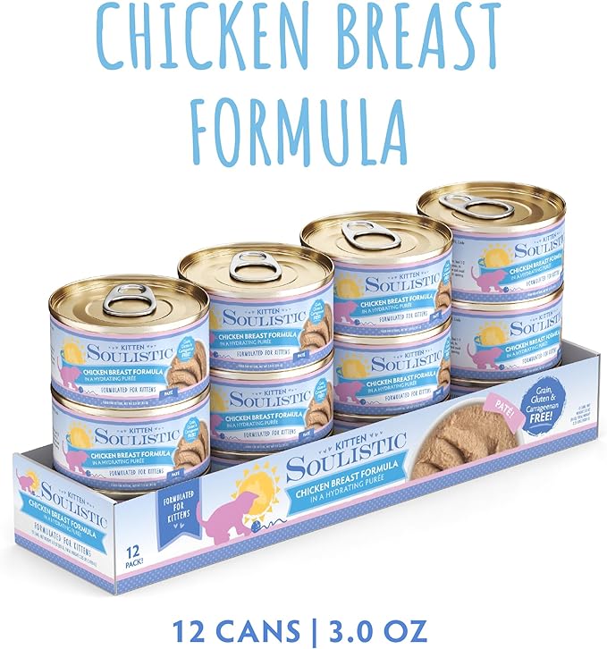 Soulistic Kitten, Chicken Breast Formula in Hydrating Purée, 3oz Can, Pack of 12