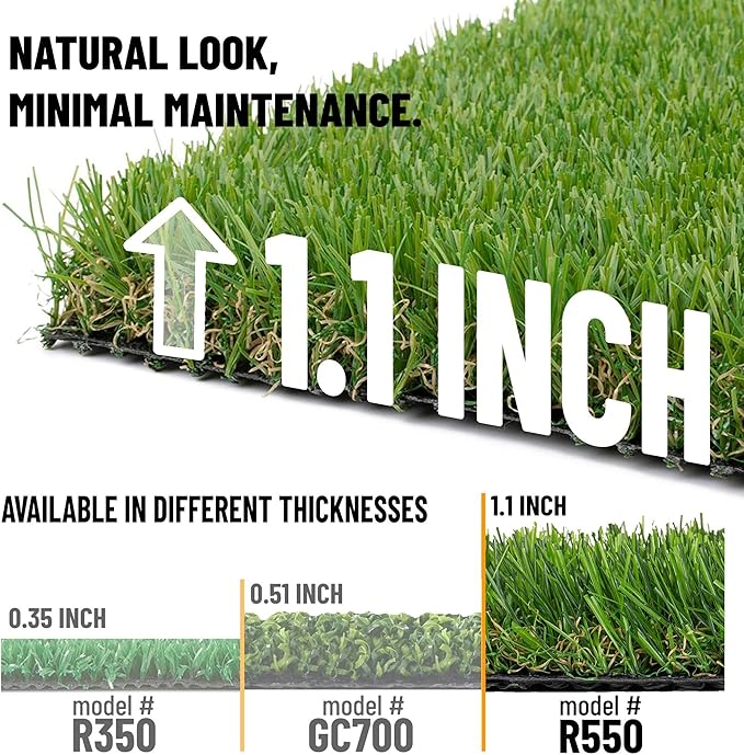 Sweet Home Stores Lifelike Artificial Grass Area Rug 7x7 Indoor/Outdoor with Drainage Holes, Customizable Thick High Pile for Backyards, Patio, Bedroom Rug, 6'6" x 7'