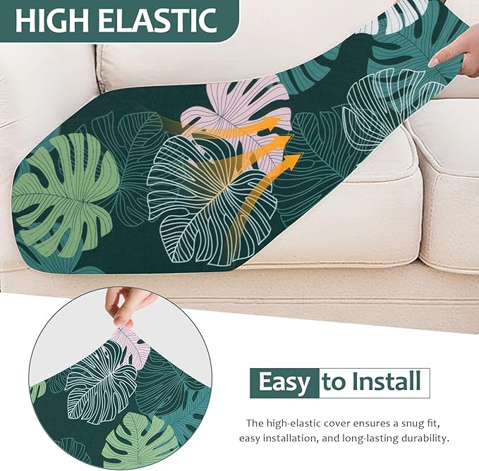 HANDONTIME Modern Plants Outdoor Cushion Covers 8pcs Leaves Olive Green Couch Cushion Covers Replacement Patio Couch Cover Sofa Cover Indoor Patio Cushion for Outdoor Furniture Washable, Cover Only