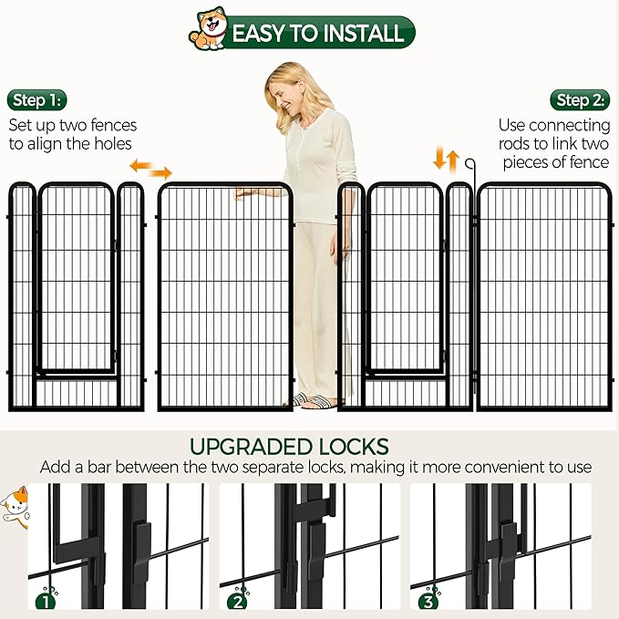 Yaheetech Dog Playpen Outdoor, 47 inch 12 Panels Dog Pen Indoor Heavy Duty Puppy Exercise Pen Metal Pet Fence for RV Camping/Yard/Garden