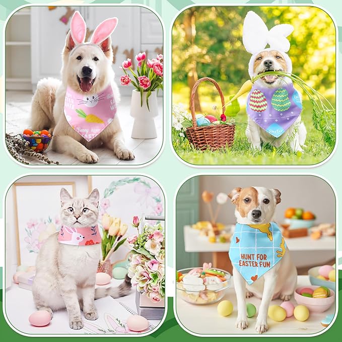 Kacctyen 100 Pcs Easter Dog Bandanas Bulk Dog Adjustable Cute Washable Triangle Kerchief Scarf Bibs for Small to Medium Pet Seasonal Party Costume Accessories