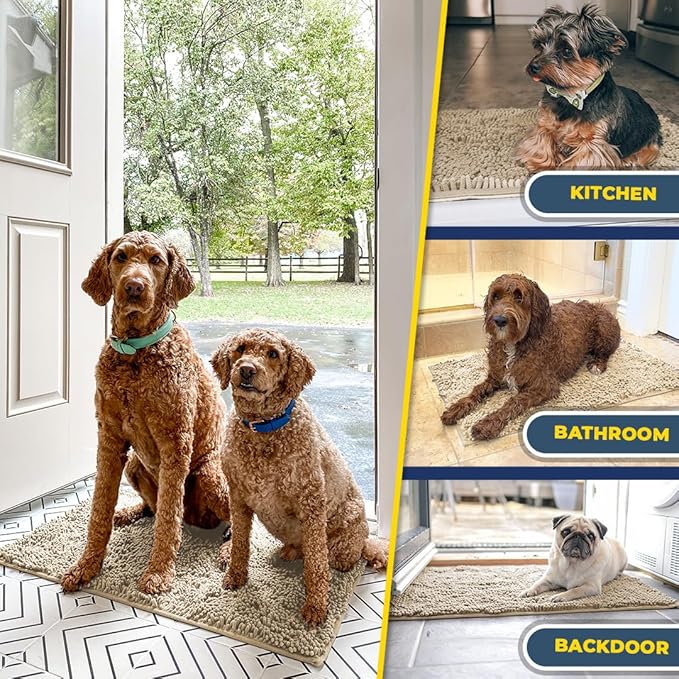 Muddy Mat® | Super Absorbent Door Mat Indoor, Microfiber Quick Dry Chenille Entryway Rug, Non-Slip Front Door Mat, Indoor Mats for Entryway, Machine Washable Pet Rug, Beige 30"x19"
