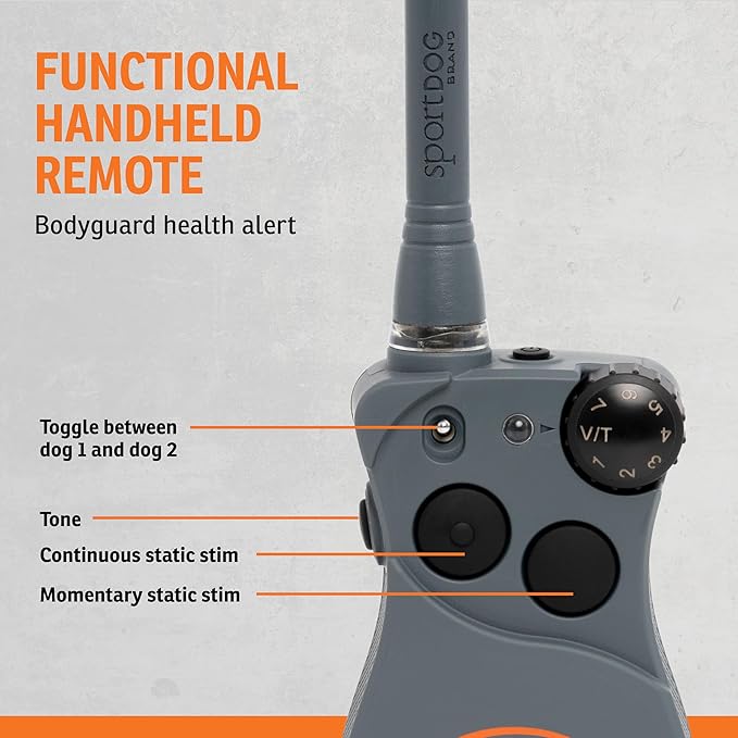 SportDOG FieldSentinel 825 Remote Trainer with Bodyguard Health Alerts - Monitor Heart Rate & Exertion - Half-Mile Range Trainer - Static, Tone, & Vibration Modes
