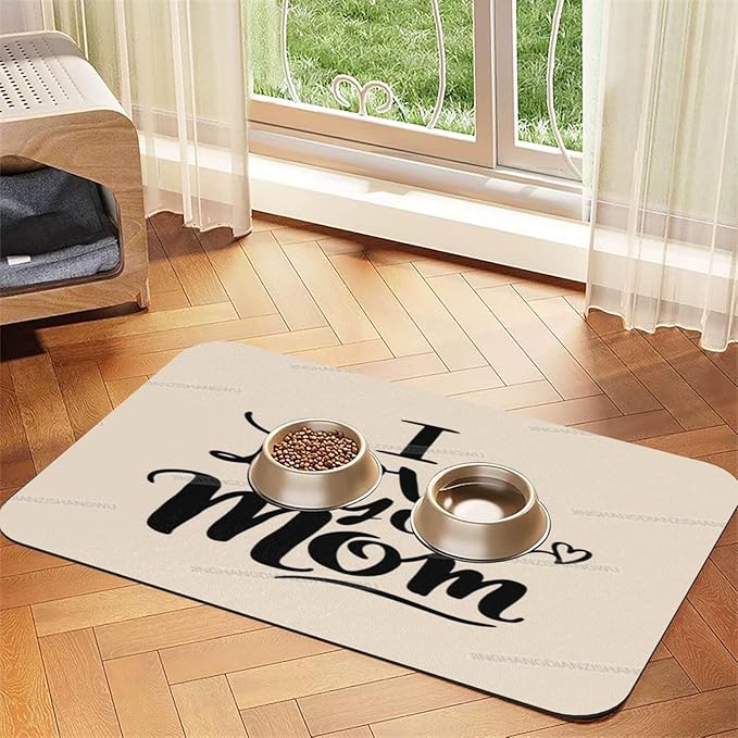 Dog Food Mat Dog Mat for Food and Water 18X12In Happy Mother's Day Floral Gift for Mom Hl No Stains Cat Pet Feeding Mats Water Bowl Messy Drinkers