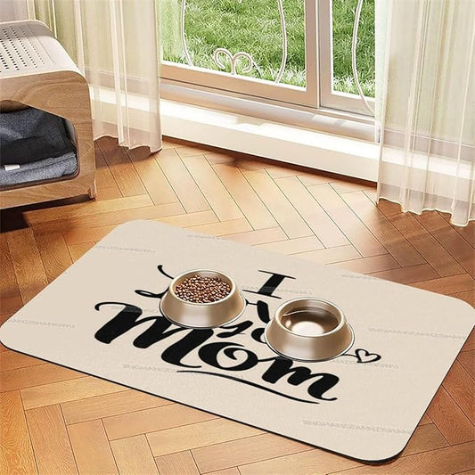 Dog Food Mat Dog Mat for Food and Water 18X12In Happy Mother's Day Floral Gift for Mom Hl No Stains Cat Pet Feeding Mats Water Bowl Messy Drinkers