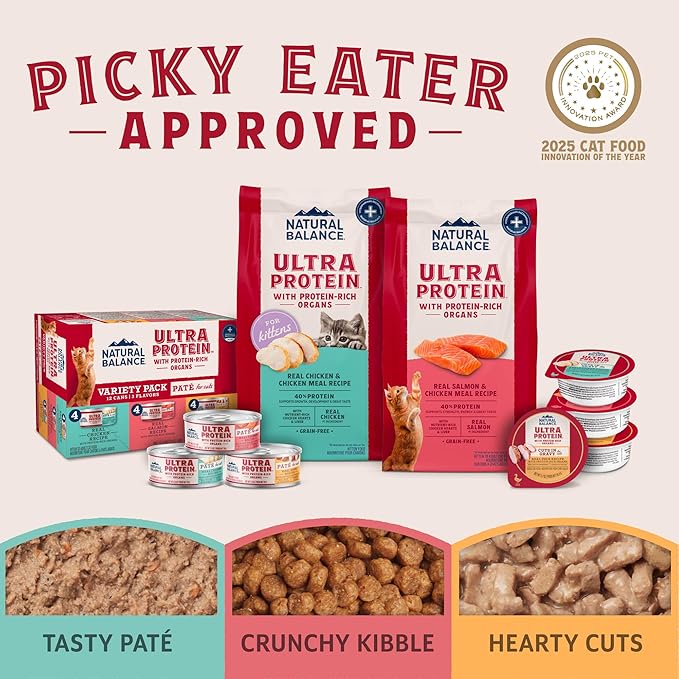 Natural Balance Ultra Protein Wet Cat Food Pate, Real Duck Recipe with Protein-Rich Organs for Cats, Pate Cat Food with High Protein - 2.8 oz. (Pack of 24)