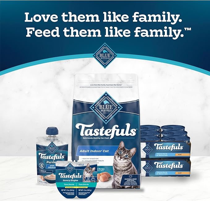 Blue Buffalo Tastefuls Wet Cat Food Paté for Mature Cats, Made with Natural Ingredients | Chicken Entrée, 3-oz. Can (24 Count)