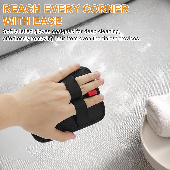 Pet Hair Remover, Electrostatical Cat & Dog Hair Removal Gloves, Reusable Pet Grooming Gloves for Furniture, Fur Removal Tool, Black