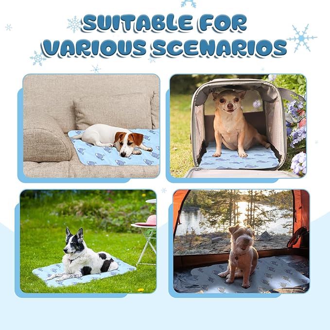 Nuanchu Dog Stroller Cooling Mat Waterproof Outdoor Pet Cooling Mat Washable Summer Cat Sleeping Blanket for Pet Stroller (11.81 x 19.69 Inches,Whale)
