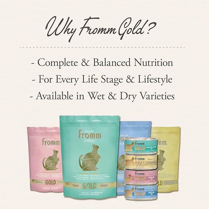 Fromm Adult Gold Chicken, Duck, & Salmon Pate Cat Food - Premium Wet Cat Food - Chicken Recipe - Case of (12) 3 oz Cans