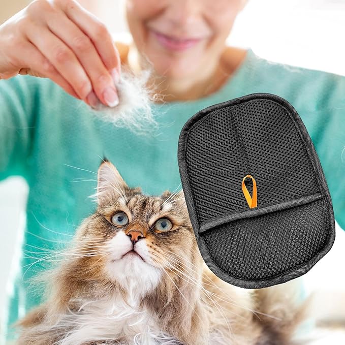 Pet Hair Removal Glove for Dogs Cats Shedding Grooming Brush 9.25x6.89 inch Mesh Cloth Furniture Couch Carpet Household Cleaning