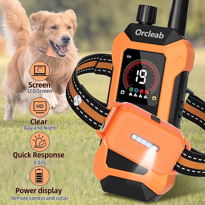 Shock Collar with Remote Control for Dogs, 4400FT, IP67 Waterproof Collar with Beep, Vibration, Safe Shock, Flashlight, Shock Collar for 3 Dogs E-Collars for All Breed (10-120Lbs)