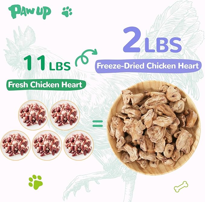 PAWUP Freeze Dried Salmon Cat Treats, Freeze Dried Chicken Heart Pet Treats, High Protein Freeze-Dried Pet Food for Dogs, Cats, Fresh Ingredient