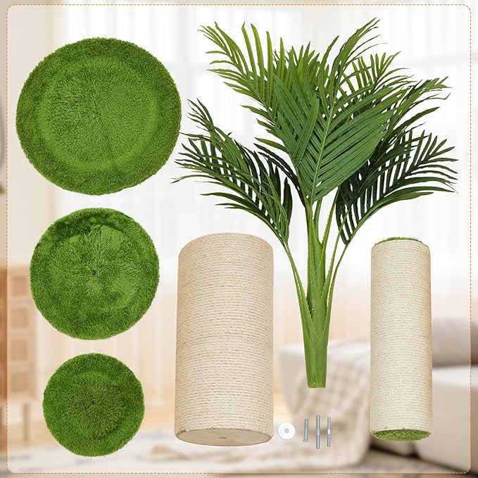 70.9inch Tall Cat Scratching Post,Artificial Areca Palm Tree Cat Scratcher with Sisal Rope,Extra-Large Scratching Post for Indoor Large Adult Cats,Faux Tree for Home Decoration